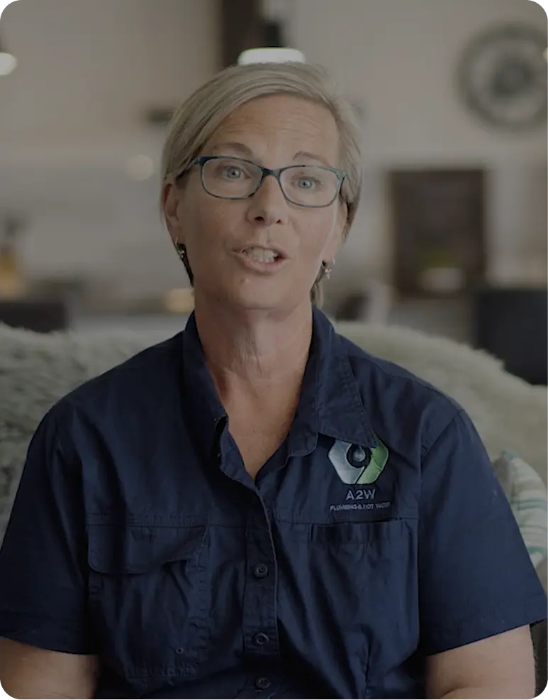 Customer testimonial video featuring Annie Jefferson from A2W Plumbing